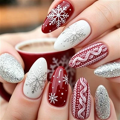 Christmas Glitter Press On Nails