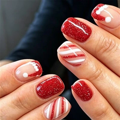 Christmas Red Press On Nails