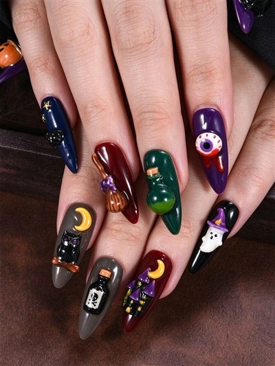 Halloween Black Press On Nails