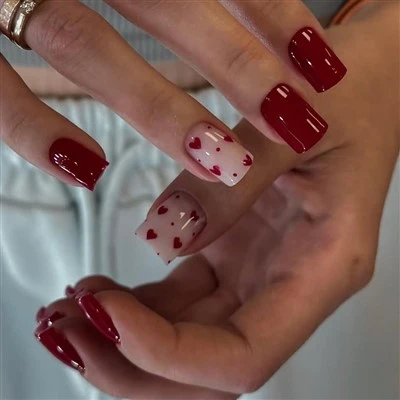 Valentine's Day Heart Press On Nails