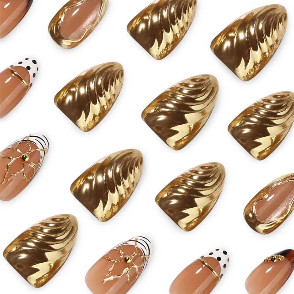 Gold Chrome Press On Nails high quality