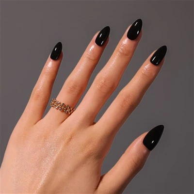 Black Solid Color Press On Nails