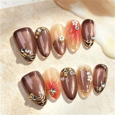 Chrome Cat Eye Press On Nails