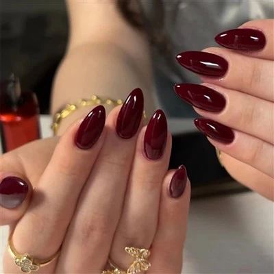 Red Solid Color Press On Nails
