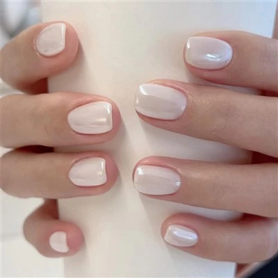 White Solid Color Press On Nails